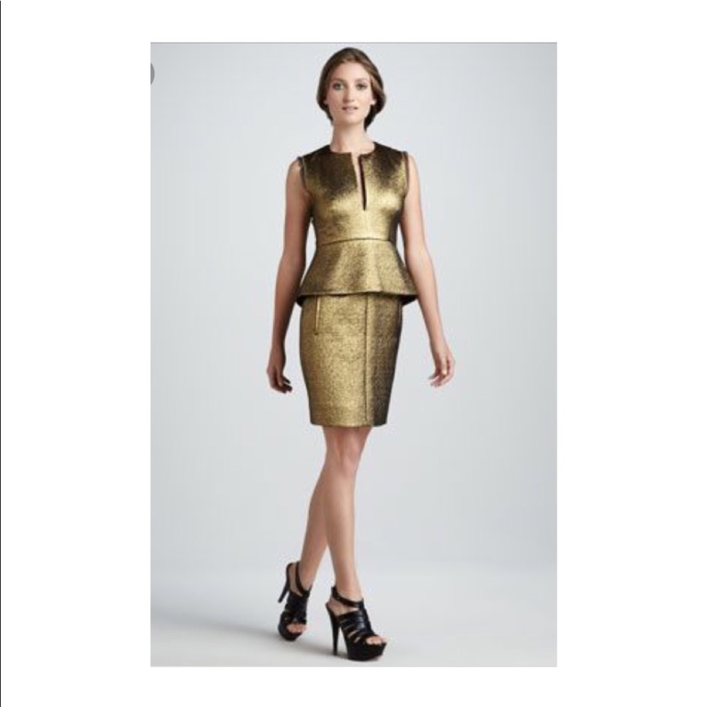 Diane Von Furstenberg Gold Delian Peplum Dress